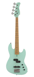 alder with flamed maple top 4- string short scale passive bass guitar mint green