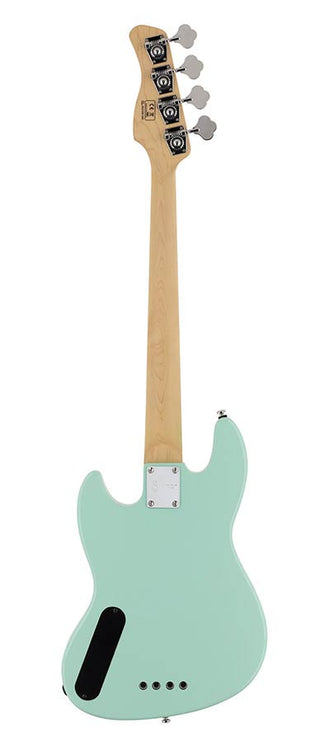 alder with flamed maple top 4- string short scale passive bass guitar mint green