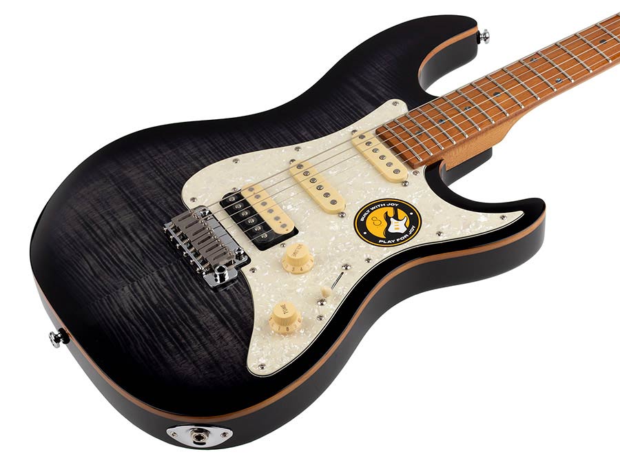 Sire Guitars - S7fm/tbk - Electric Guitar S-Style with Flamed Maple Top - Transparent Black