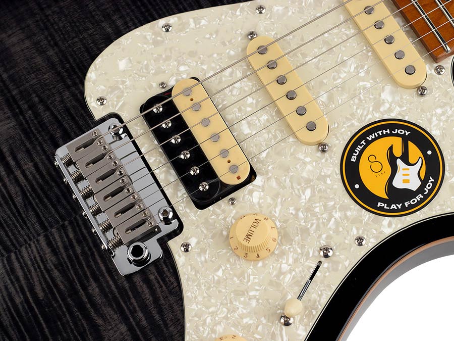 Sire Guitars - S7fm/tbk - Electric Guitar S-Style with Flamed Maple Top - Transparent Black