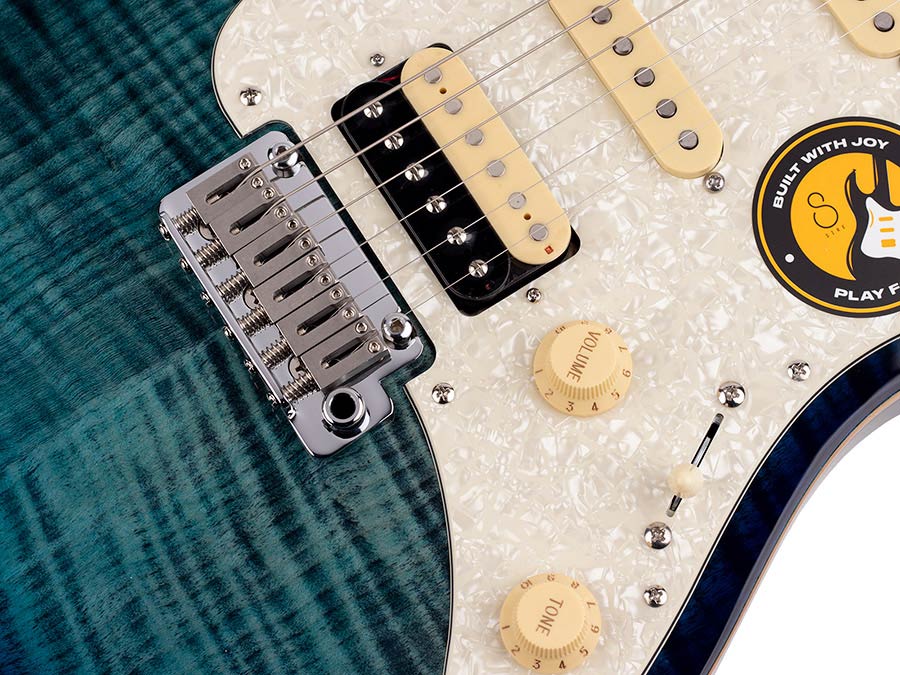 Sire Guitars - S7fm/tbl - Electric Guitar S-Style with Flamed Maple Top - Transparent Blue