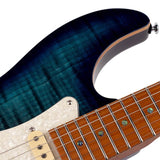 Sire Guitars - S7fm/tbl - Electric Guitar S-Style with Flamed Maple Top - Transparent Blue