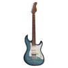 electric guitar S-style with flamed maple top transparent blue