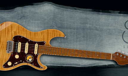 electric guitar S-style with flamed maple top natural