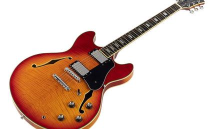 electric archtop guitar cherry sunburst