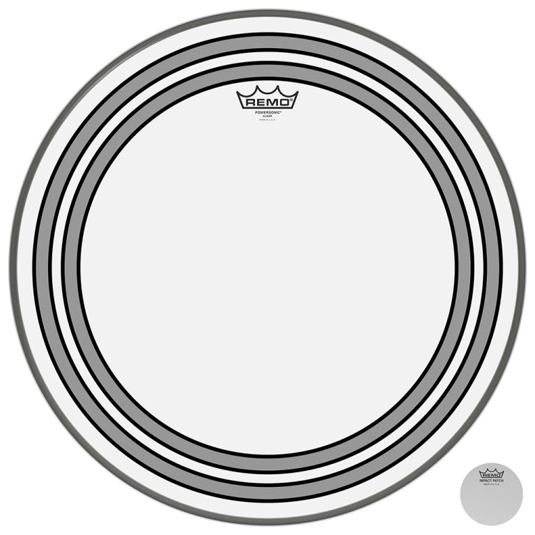 Remo - PW-1320-00 - 20" Powersonic Clear Bass Drum Head with internal subsonic dampening rings
