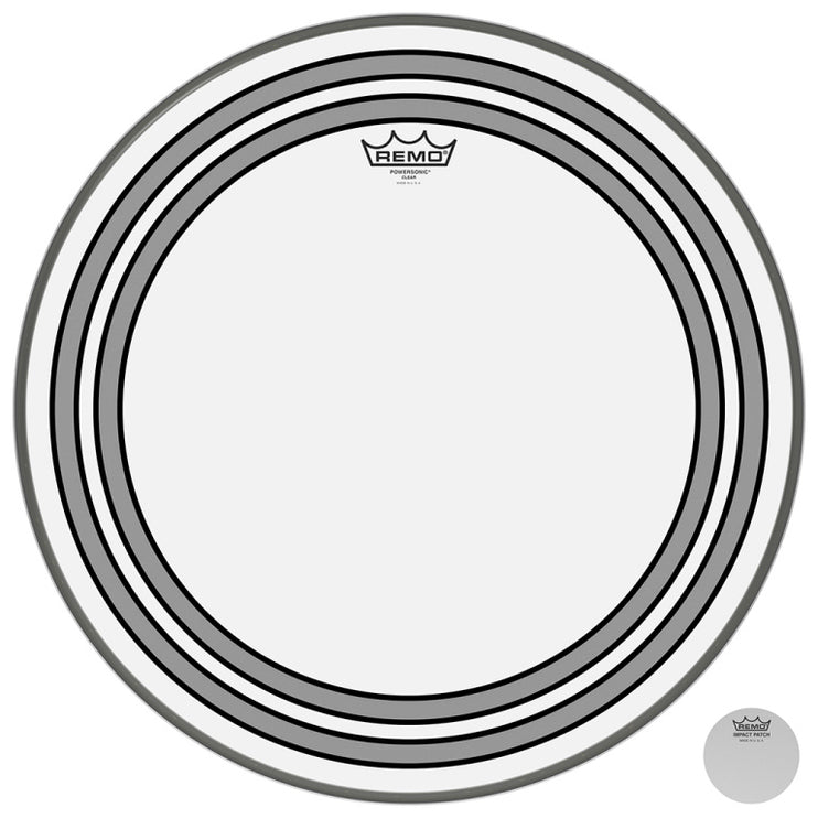 Remo - PW-1320-00 - 20" Powersonic Clear Bass Drum Head with internal subsonic dampening rings