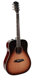 acoustic dreadnought guitar, solid top and back (roasted top) with SIB electronics, sunburst