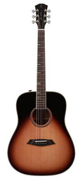 acoustic dreadnought guitar, solid top and back (roasted top) with SIB electronics, sunburst