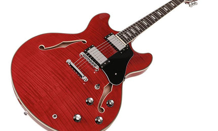 electric archtop guitar see through red