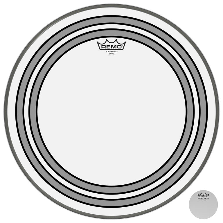 Remo - PW-1318-00 - 18" Powersonic Clear Bass Drum Head with internal subsonic dampening rings