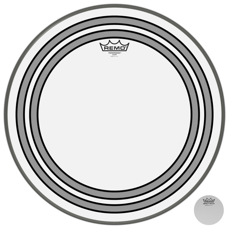 Remo - PW-1318-00 - 18" Powersonic Clear Bass Drum Head with internal subsonic dampening rings