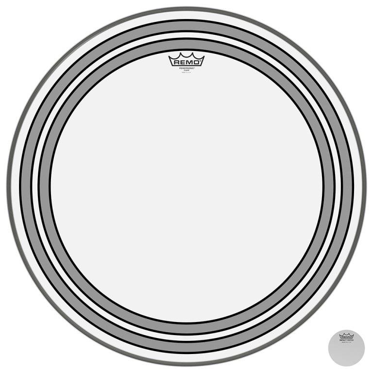 Remo - PW-1324-00 - 24" Powersonic Clear Bass Drum Head with internal subsonic dampening rings