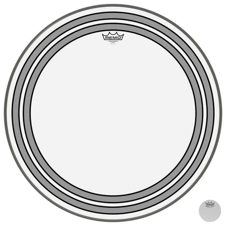Remo - PW-1324-00 - 24" Powersonic Clear Bass Drum Head with internal subsonic dampening rings
