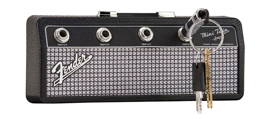 Fender - 9190150300 - Jack Rack, Including 4 Fender Guitar Plug Keychains And Wall Mounting Kit