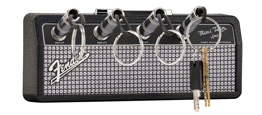 Fender - 9190150300 - Jack Rack, Including 4 Fender Guitar Plug Keychains And Wall Mounting Kit