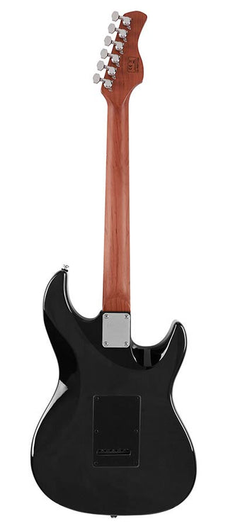 electric guitar S-style lefty with flamed maple top transparent black