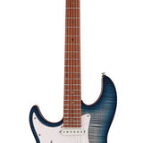 Sire Guitars - S7FML/TBL - electric guitar S-style lefty with flamed maple top transparent blue – Transparent Blue