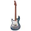 electric guitar S-style lefty with flamed maple top transparent blue