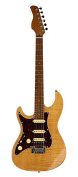 electric guitar S-style lefty with flamed maple top natural