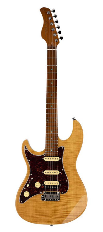 electric guitar S-style lefty with flamed maple top natural