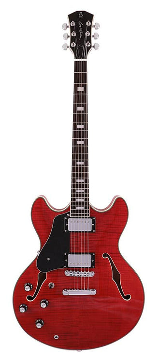 electric archtop guitar lefty see through red