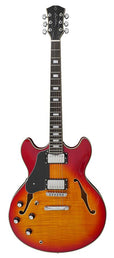 electric archtop guitar lefty cherry sunburst