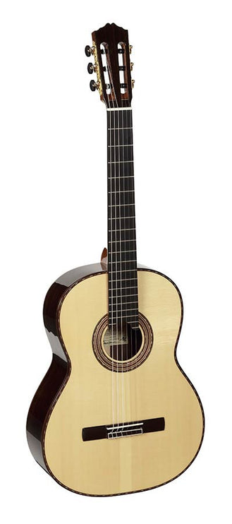 classic guitar, Engelmann spruce top, rosewood b&s, lattice bracing, raised fb, deluxe gigbag