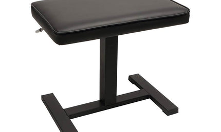 piano bench with hydraulic adjustable seat (48x31x49-56cm), satin black and black vinyl seat