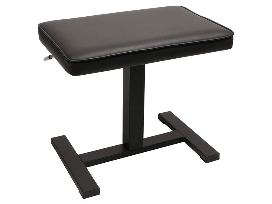 piano bench with hydraulic adjustable seat (48x31x49-56cm), satin black and black vinyl seat