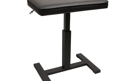 piano bench with hydraulic adjustable seat (48x31x49-56cm), satin black and black vinyl seat