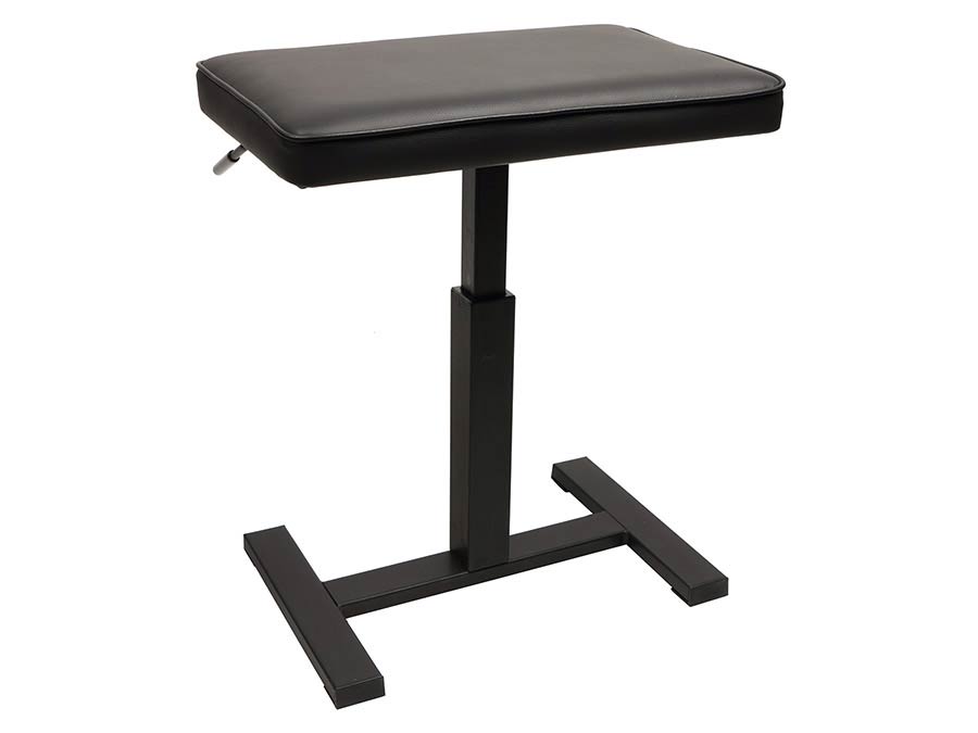 piano bench with hydraulic adjustable seat (48x31x49-56cm), satin black and black vinyl seat