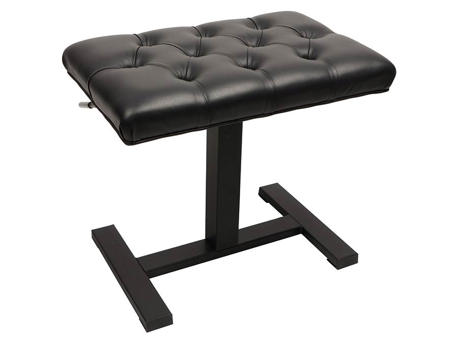 Boston - PBH/225 - Piano Bench - Hydraulic Adjustable Seat (48x31x49-56cm), Satin Black And Black Quilted Vinyl Sea
