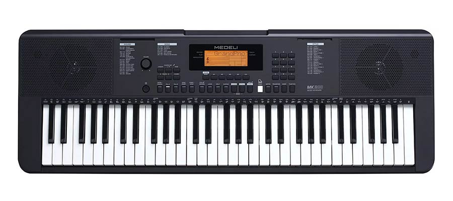 keyboard, 61 touch sensitive keys, backlit LCD, 2 x 2,5 watt