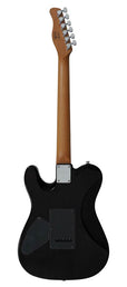 electric guitar T-style with flamed maple top transparent black