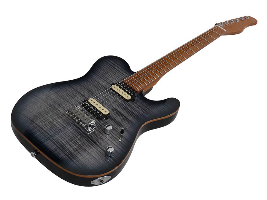 Sire Guitars - T7fm/tbk - Electric Guitar T-Style with Flamed Maple Top – Transparent Black