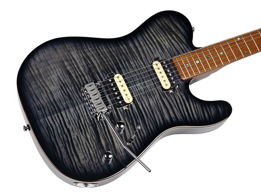 Sire Guitars - T7fm/tbk - Electric Guitar T-Style with Flamed Maple Top – Transparent Black