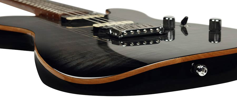 Sire Guitars - T7fm/tbk - Electric Guitar T-Style with Flamed Maple Top – Transparent Black