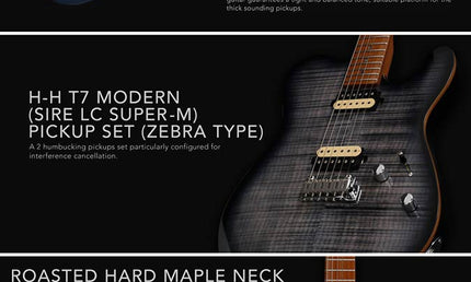 electric guitar T-style with flamed maple top transparent black