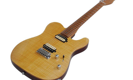 electric guitar T-style with flamed maple top natural