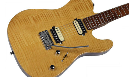 electric guitar T-style with flamed maple top natural