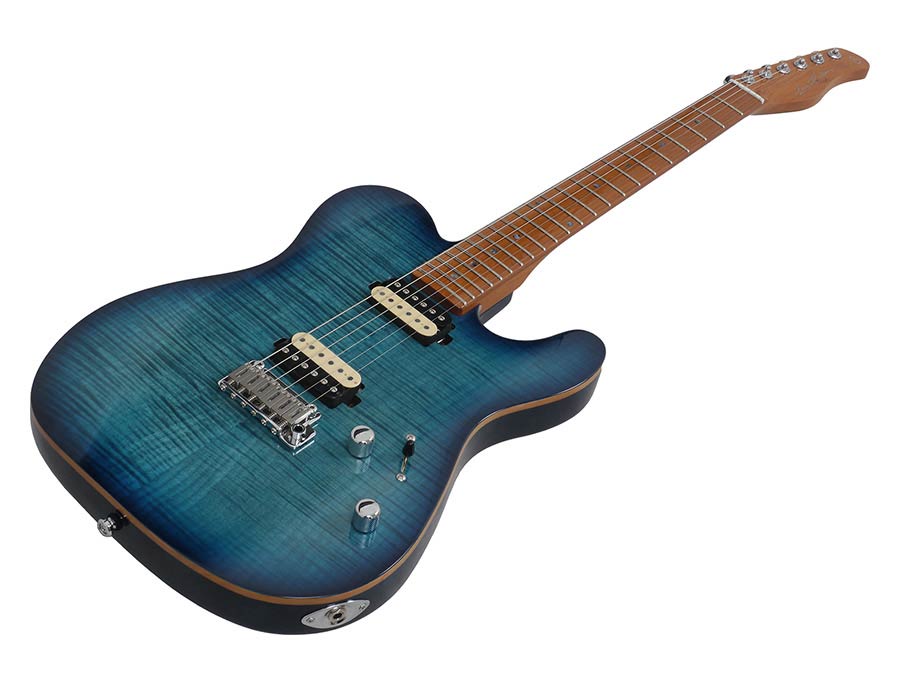 Sire Guitars - T7fm/tbl - Electric Guitar T-Style with Flamed Maple Top – Transparent Blue