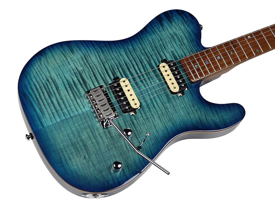 Sire Guitars - T7fm/tbl - Electric Guitar T-Style with Flamed Maple Top – Transparent Blue