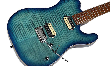 electric guitar T-style with flamed maple top transparent blue