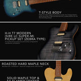 Sire Guitars - T7fm/tbl - Electric Guitar T-Style with Flamed Maple Top – Transparent Blue