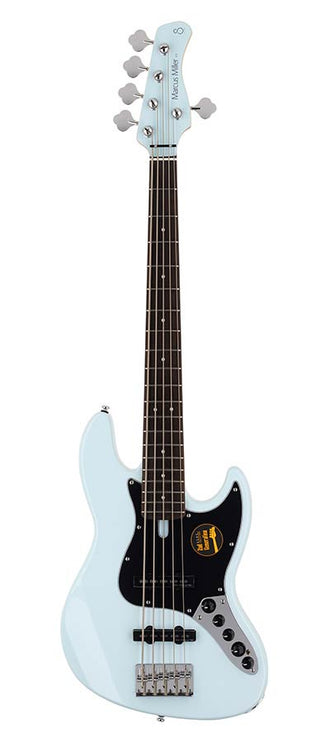 5-string active bass guitar sonic blue