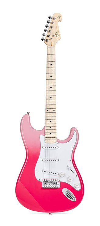 ST style electric guitar with gigbag, pink twilight