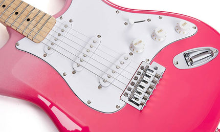 ST style electric guitar with gigbag, pink twilight