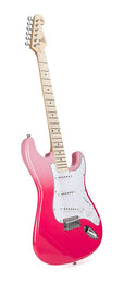 ST style electric guitar with gigbag, pink twilight