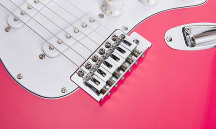 ST style electric guitar with gigbag, pink twilight